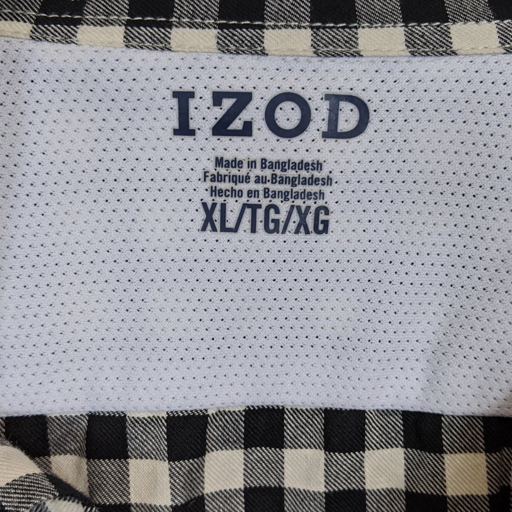 Izod black & white gingham plaid flannel - Picture 5 of 5